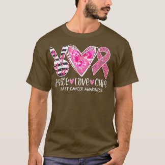 Breast Cancer Awareness Costume Pink Peace Love Cu T-Shirt