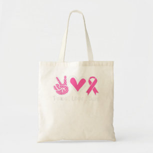 Breast Cancer Awareness Costume Pink Peace Love Cu Tote Bag