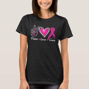 Breast Cancer Awareness Costume Pink Peace Love T-Shirt