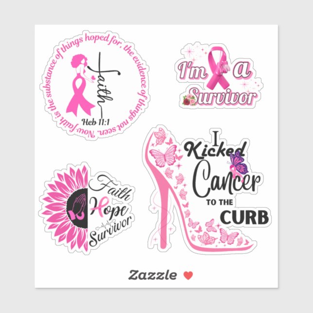 Breast Cancer Awareness Custom-Cut Vinyl Stickers (Sheet)