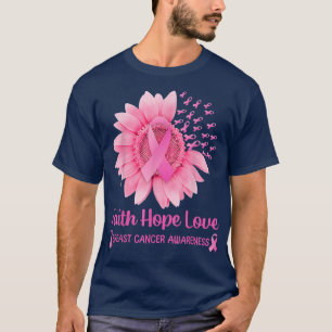 Breast Cancer Awareness Cute Pink Sunflower Faith  T-Shirt