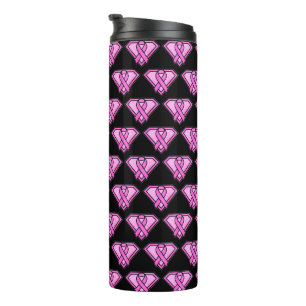 Breast Cancer Awareness Diamond Logo Black Thermal Tumbler