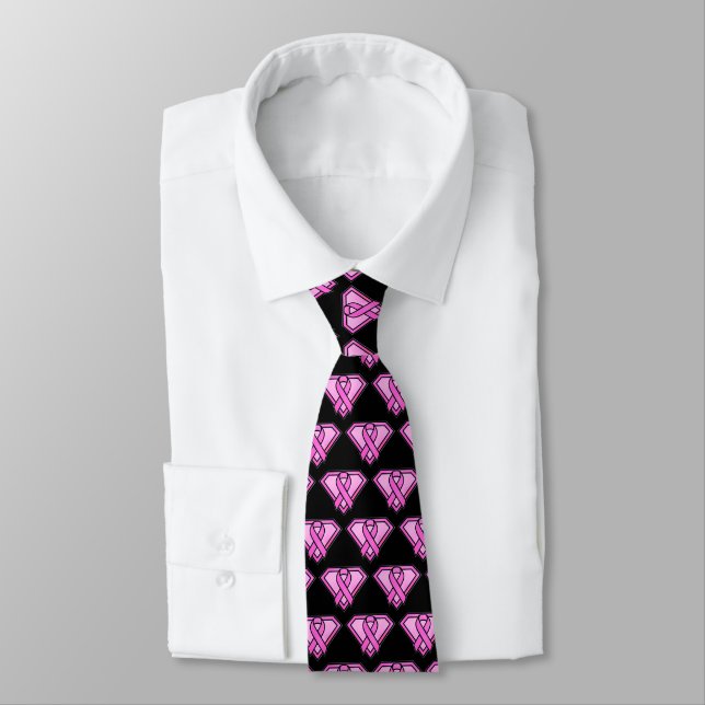 Breast Cancer Awareness Diamond Logo Black Tie (Tied)