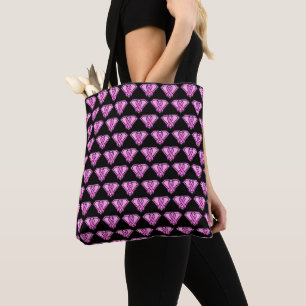 Breast Cancer Awareness Diamond Logo Black Tote Bag