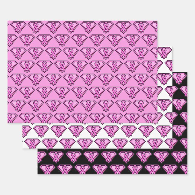 Breast Cancer Awareness Diamond Logo Collection Wrapping Paper Sheet (Set)