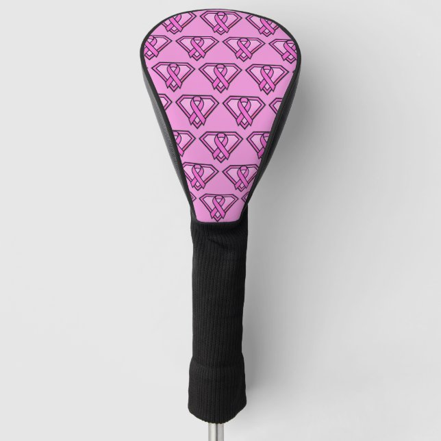 Breast Cancer Awareness Diamond Logo Pink Golf Head Cover (Front)