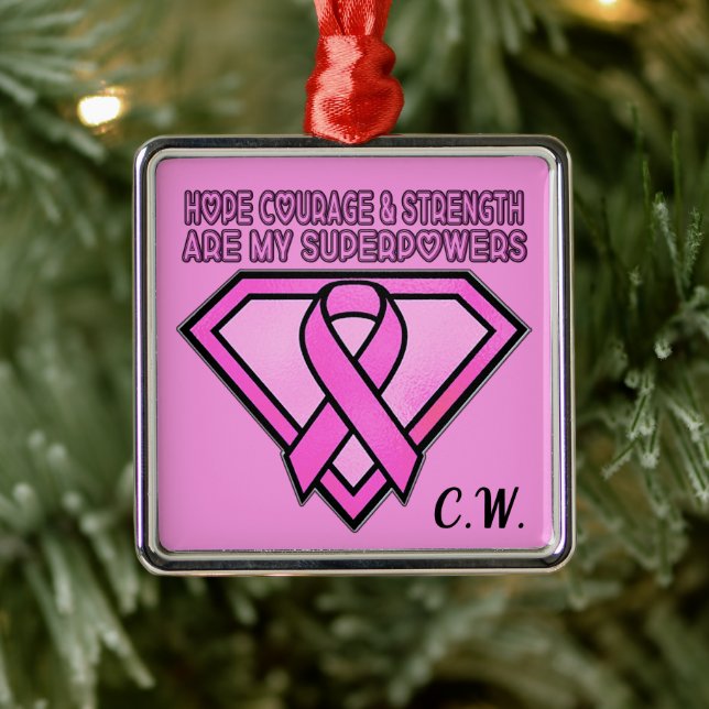 Breast Cancer Awareness Diamond Logo Pink Metal Tree Decoration (Tree)