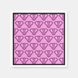 Breast Cancer Awareness Diamond Logo Pink Napkin