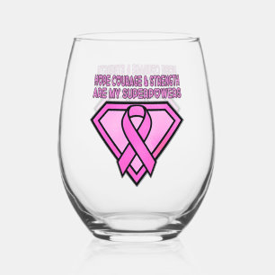 Breast Cancer Awareness Diamond Logo Stemless Wine Glass