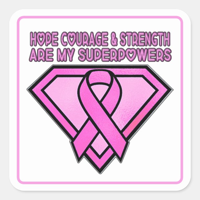 Breast Cancer Awareness Diamond Logo White Square Sticker (Front)
