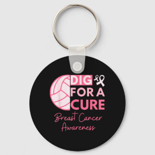 Breast Cancer Awareness Dig For A Volleyball Pink Key Ring