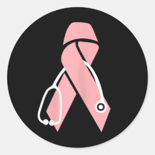 Breast Cancer Awareness Doctor Stethoscope Pink Ri Classic Round Sticker