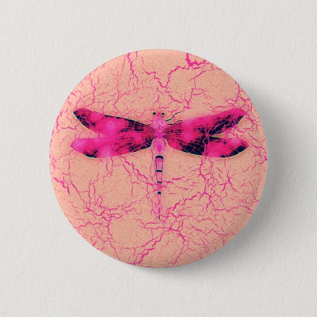 Breast Cancer Awareness Dragonfly 6 Cm Round Badge (Front)