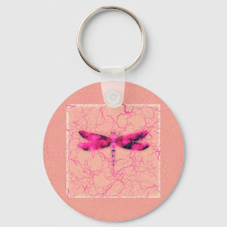 Breast Cancer Awareness Dragonfly Key Ring