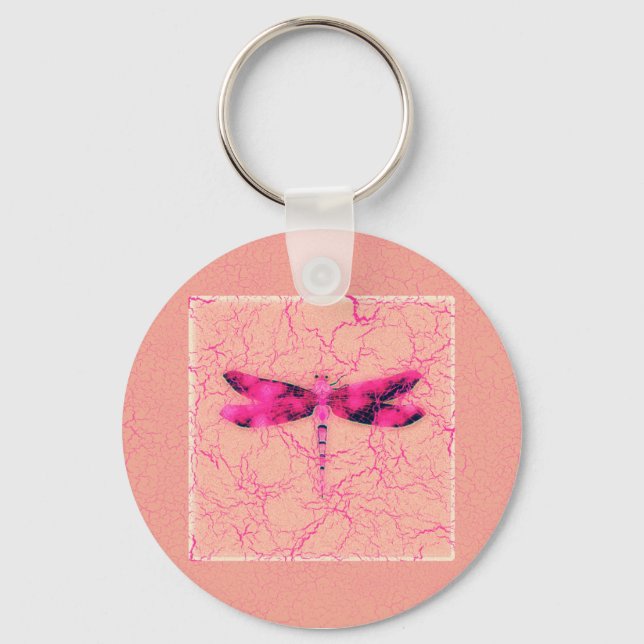 Breast Cancer Awareness Dragonfly Key Ring (Front)