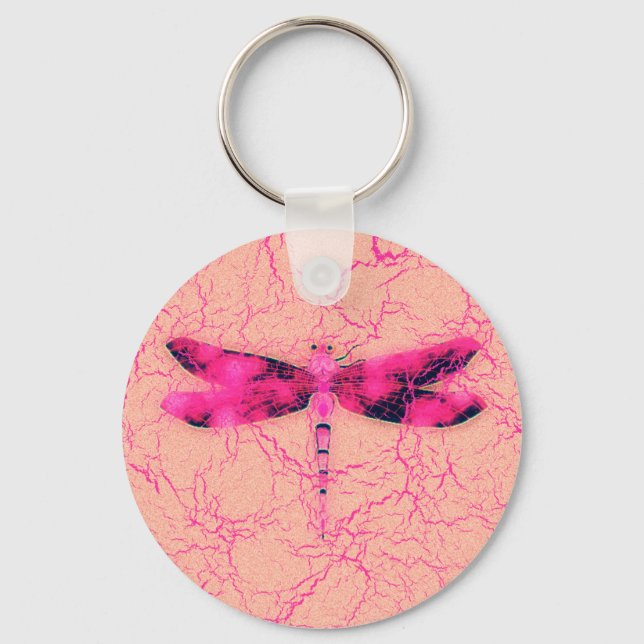 Breast Cancer Awareness Dragonfly Key Ring (Front)