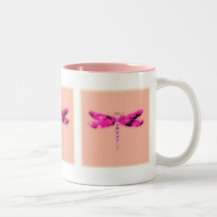 Breast Cancer Awareness Dragonfly Two-Tone Coffee Mug