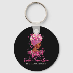 Breast Cancer Awareness Faith Hope Love Butterflie Key Ring