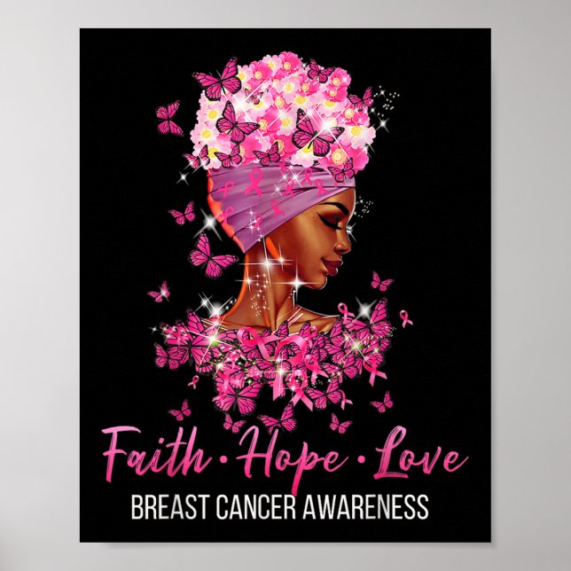 Breast Cancer Awareness Faith Hope Love Butterflie Poster (Front)
