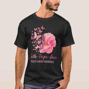 Breast Cancer Awareness Faith Hope Love Butterflie T-Shirt