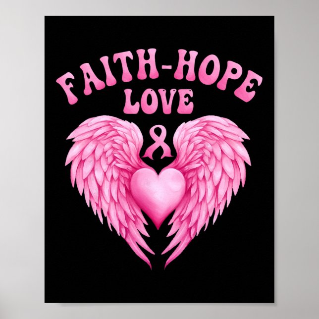 Breast Cancer Awareness Faith-hope Ribbon Fight He Poster (Front)