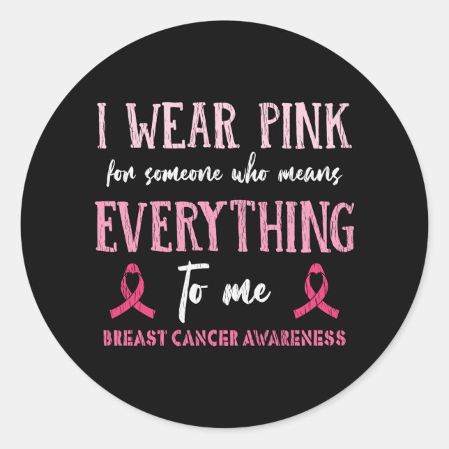 Breast Cancer Awareness Family Friends Support Classic Round Sticker (Front)