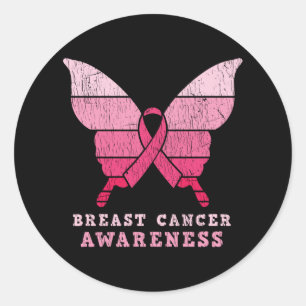 Breast Cancer Awareness Family Matching Butterfly Classic Round Sticker