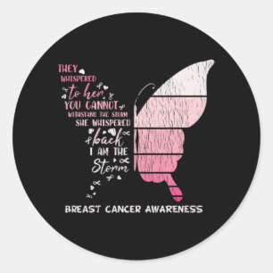 Breast Cancer Awareness Family Matching Butterfly Classic Round Sticker