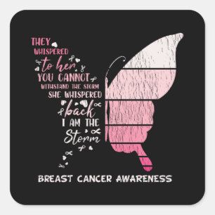 Breast Cancer Awareness Family Matching Butterfly Square Sticker