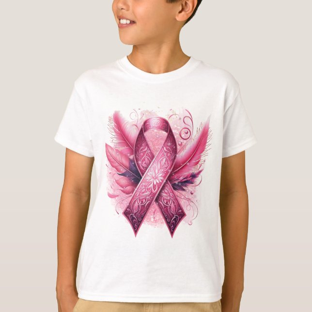 BREAST CANCER AWARENESS feathers T-Shirt (Front)