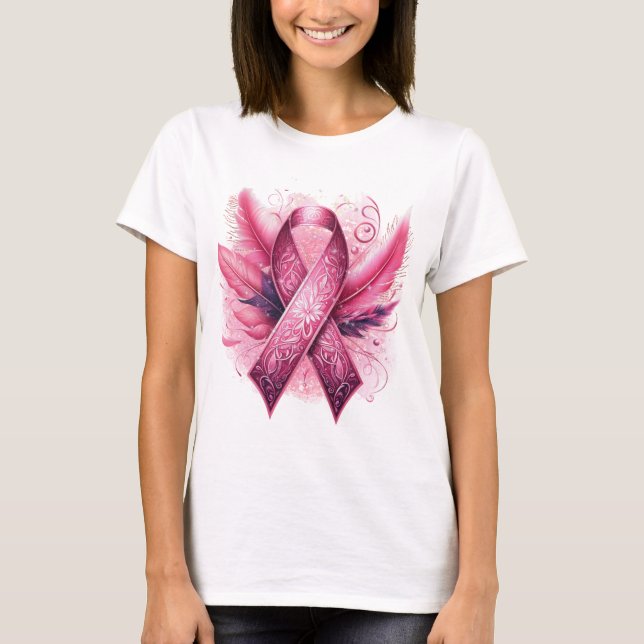 BREAST CANCER AWARENESS feathers T-Shirt (Front)
