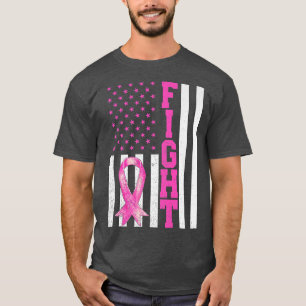 Breast Cancer Awareness FIGHT American Flag Men Wo T-Shirt
