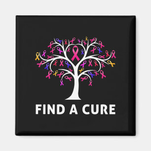 Breast Cancer Awareness Fight Find A Cure Tree Rib Magnet