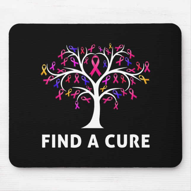 Breast Cancer Awareness Fight Find A Cure Tree Rib Mouse Mat (Front)