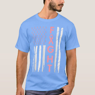 Breast Cancer Awareness Fight USA Flag Pink Ribbon T-Shirt