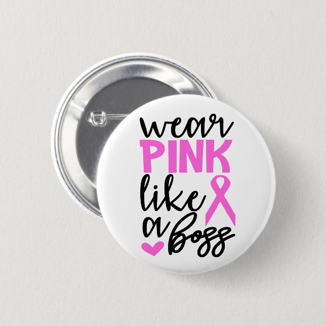 Breast Cancer Awareness Fighter Pink Ribbon 6 Cm Round Badge (Front & Back)