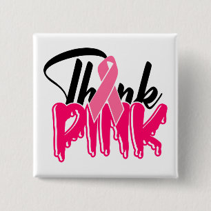 Breast Cancer Awareness Fighter Pink Ribbon Button