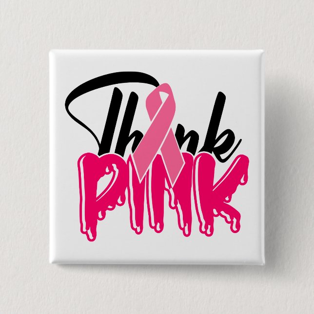 Breast Cancer Awareness Fighter Pink Ribbon Button (Front)
