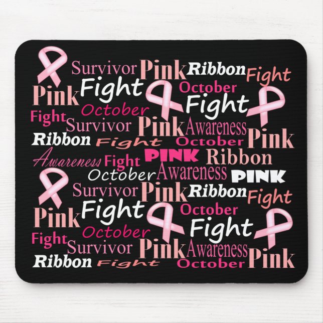 Breast Cancer Awareness Fighting Words Mouse Mat (Front)
