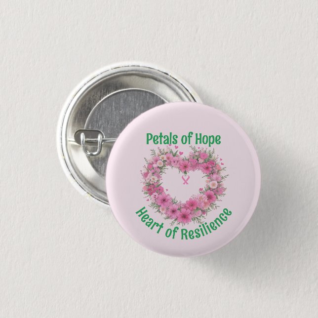 Breast Cancer Awareness Floral Heart  3 Cm Round Badge (Front & Back)