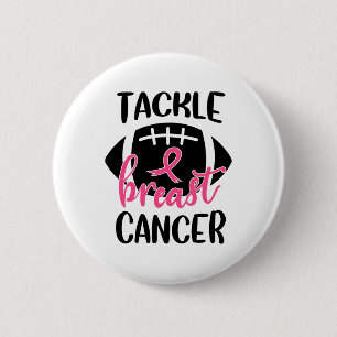 Breast Cancer Awareness Football Ribbon Tackle Bre 6 Cm Round Badge