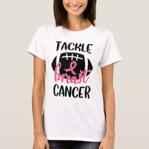 Breast Cancer Awareness Footbyll Ribbon Tackle Bre T-Shirt