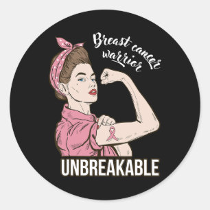 Breast Cancer Awareness For Her Warrior Unbreakabl Classic Round Sticker