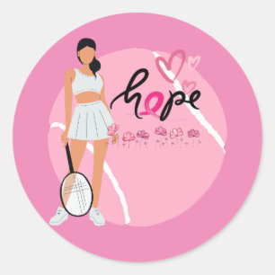 Breast Cancer Awareness for Tennis Player Classic Round Sticker