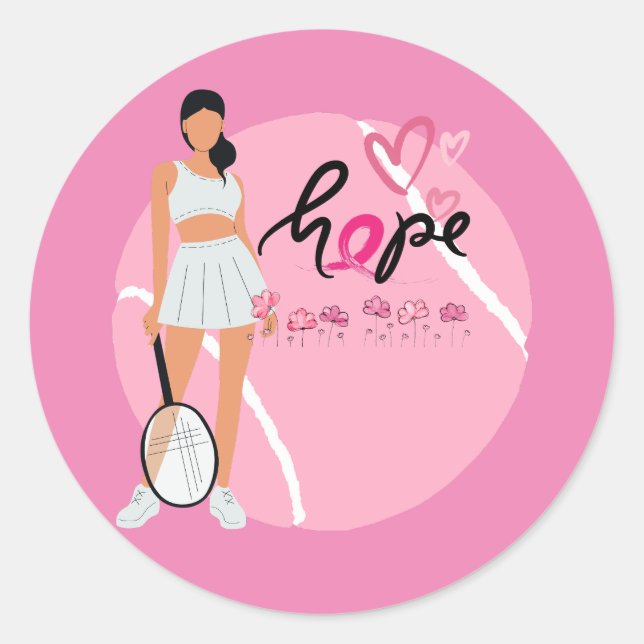 Breast Cancer Awareness for Tennis Player Classic Round Sticker (Front)