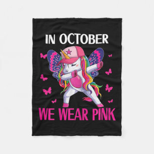 Breast Cancer Awareness For Toddlers Kids Unicorn Fleece Blanket