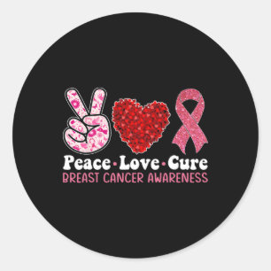 Breast Cancer Awareness For Women Pink Ribbon Peac Classic Round Sticker