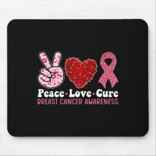 Breast Cancer Awareness For Women Pink Ribbon Peac Mouse Mat