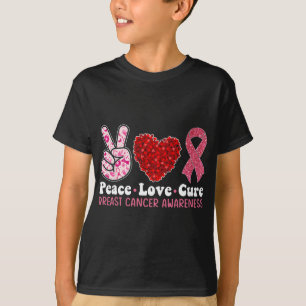 Breast Cancer Awareness For Women Pink Ribbon Peac T-Shirt
