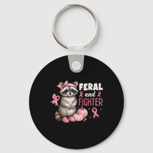 Breast Cancer Awareness Funny Racoon Feral And Fi Key Ring